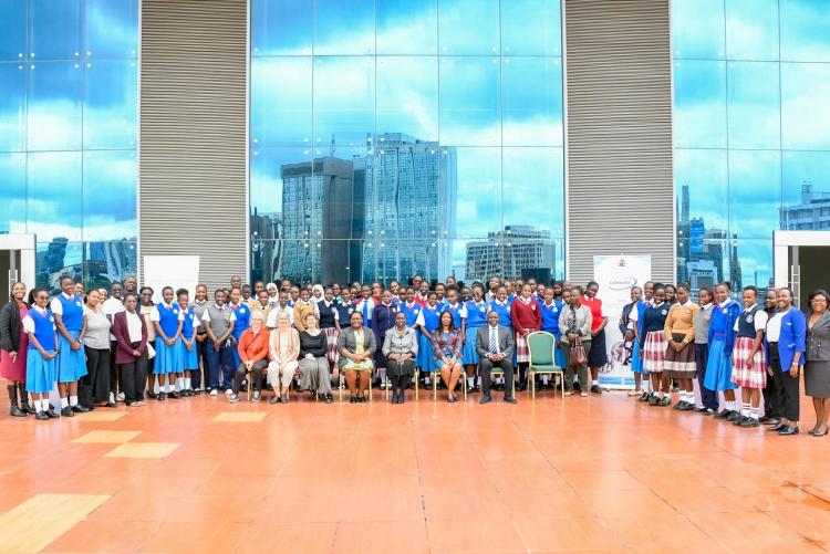 The participating schools take a group photo with the University of Nairobi partners.