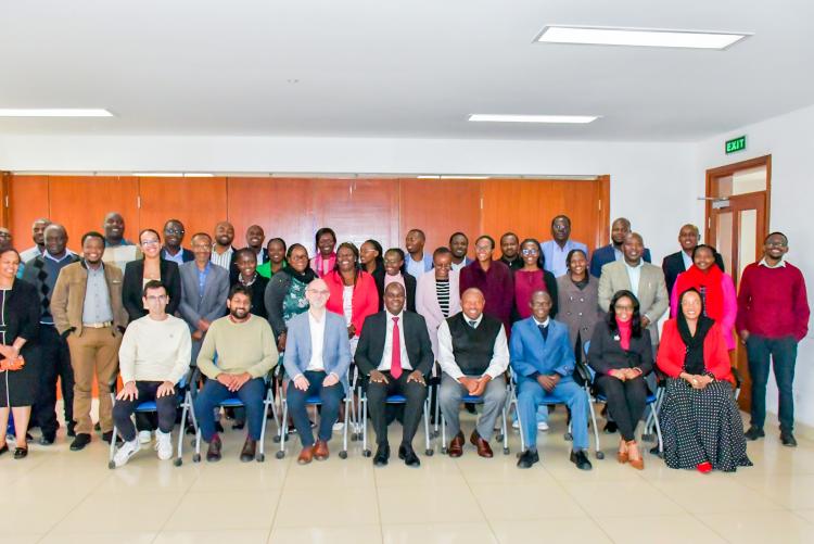 The Deputy Vice-Chancellor for Academic Affairs, Prof John Mande together with participants from University of Nairobi and Mines Paris-PSL during the opening ceremony.