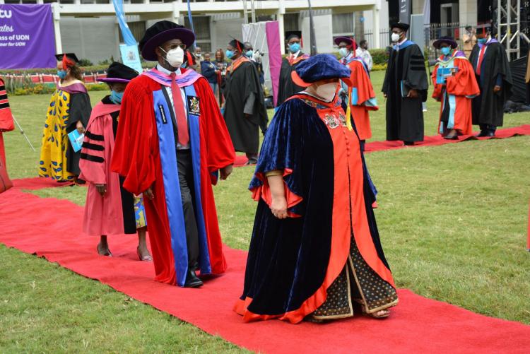 Procession of the 63rd virtual graduation ceremony led by UoN Chancellor Dr Vijoo Rattansi