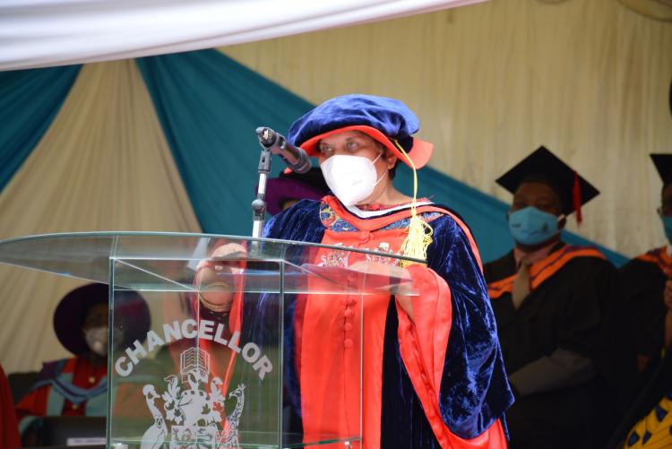 UoN Chancellor Dr Vijoo Rattansi giving her remarks at the 63rd virtual graduation ceremony