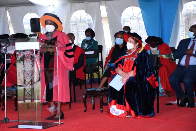 Council Chair Prof Julia Ojiambo gives her remarks