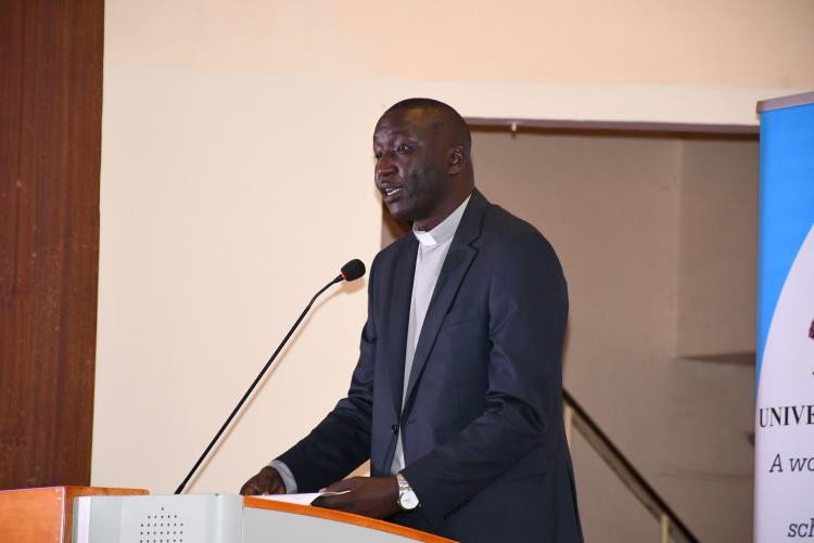 UoN Protestant Chaplain Rev Hosea Kiprono delivers his sermon during the UoN Prayer Day 2021