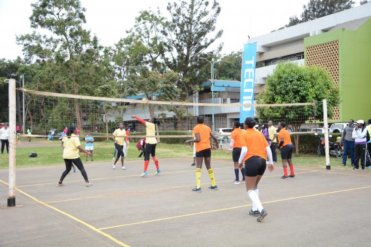 Ladies volleyball action during the 2021 UoN Annual Sports Day.