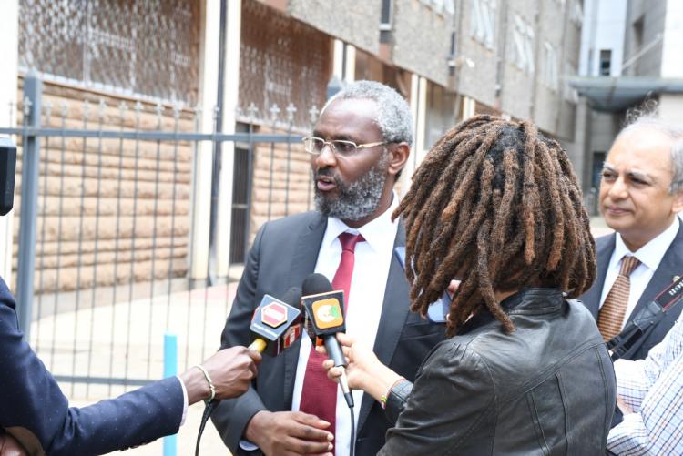VC Prof Stephen Kiama gives an interview after the internship launch and flagging off ceremony.