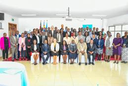 Principle Secretary, Dr Beatrice Inyangala joins members of the ESC project after the review